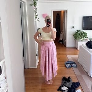 Pink cut out breezy, gaucho pants, Free People